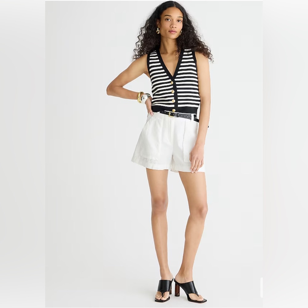 NWT J.Crew Size 12 Seaside cargo short in linen-TENCEL lyocell blend White